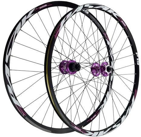 LYYCX AuroraXQ 26 27.5 29 MTB Laufradsatz, Mountainbike Räder Doppelwand Legierung Scheibenbremse 32H Fahrradrad HG Hub passt 7-12S & 1,25-2,25 Reifen(Lila,26)