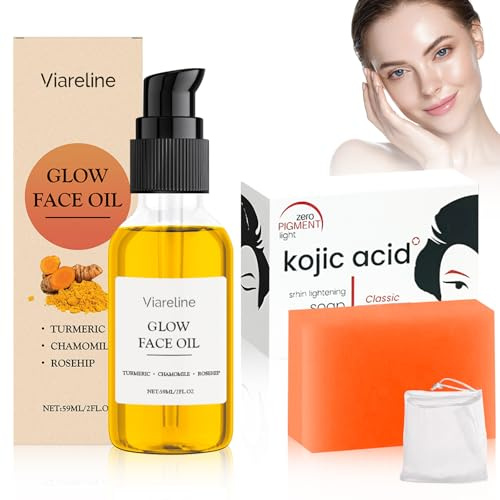 Kojisäure-Seife, Kojic Acid Soap+Turmeric Oil 59ml,Kojisäure Gesichtsseife Seife,Ätherisches Kurkumaöl,Entfernung dunkler Flecken und Mitesser,Pflegendes Haut und Körpermassageöl