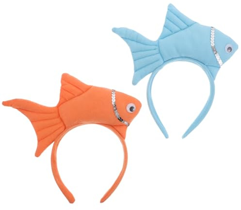 FRCOLOR 2-pack Fisk Huvudband - Söta Havsdjur Hårband, Orange & Blå Guld fisk Kostym Tillbehör för Halloween Barnutklädnad, Skolevenemang och Havstema Fester