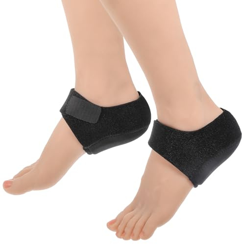 Hpmjz 2Pcs Plantar Heel Cup Protectors Heel Cups Protectors with Thick High-Elastic Gel Pads Heels Inserts Pads for Dry Cracked Heels Support Cushion Black One Size