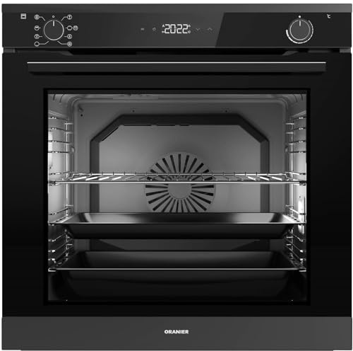 Oranier Pyrolyse Einbau-Backofen EBP620 - autarker Elektro-Ofen mit Soft-Close-Tür Knebel versenkbar & 9 Programme & Teleskopvollauszug für eine Ebene