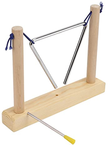 Walfront Musical Percussion Triangle with Beater Holder Easy to Play Material Great for Children to Develop Music Sense Indoor Decor