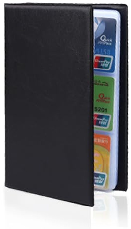 Porta tarjetas de presentación de PVC para 120 tarjetas, almacenamiento multiusos, ideal para guardar tarjetas de visita, tarjetas de fidelización, tarjetas de crédito, etc., color negro.