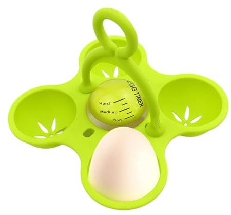 Cuociuova – Cuociuova in silicone con supporto creativo | Vassoio a vapore per uova morbide o dure – Indicatore di temperatura a cambiamento colore – Gadget da cucina su cucina