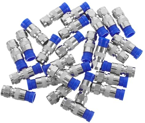 Operitacx Conectores de Compresión Coaxial Rg6 Tipo F 40 Unidades, Adaptadores para Cable TV, Accesorios de Conexión para Antena, Kit para Instalación sin Herramientas, Uso Doméstico