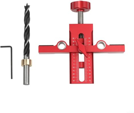Strumento di allineamento di precisione per ante di armadietti con doppi fori guida per trapano, progettato per installazioni a parete e centrali (D)