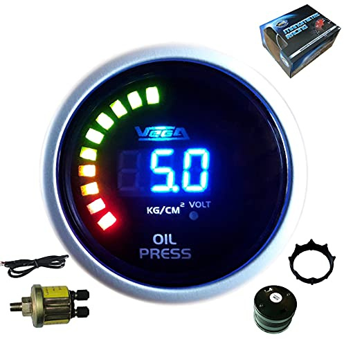 VEGA Manomètre pression d'huile 0-10 bars affichage numérique et leds 52 mm marque Française