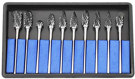 Akozon Drehdatei 10 stücke Diamant Grate Bits Set Werkzeug Hartmetallstahl Grate Drehdateien Metallbearbeitung Carving Tool Set 3 6mm