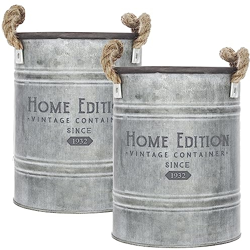 Atmosphera - Set de 2 seaux métal - Gris