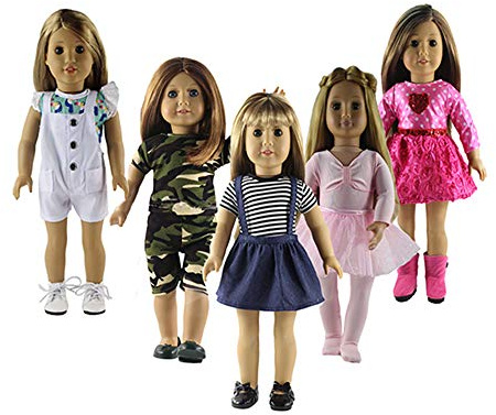 Lance Home Puppenkleidung, 5 Sets Kleidung Outfits Kleider Täglich Party Kleid für 40,6-45,7 cm große American Girl Puppen und andere 35-46 cm große Puppenzubehör