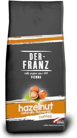Der-Franz Café, Aromatizados con Avellana, Café mezcla de Arábica y Robusta granos enteros, 1000 g
