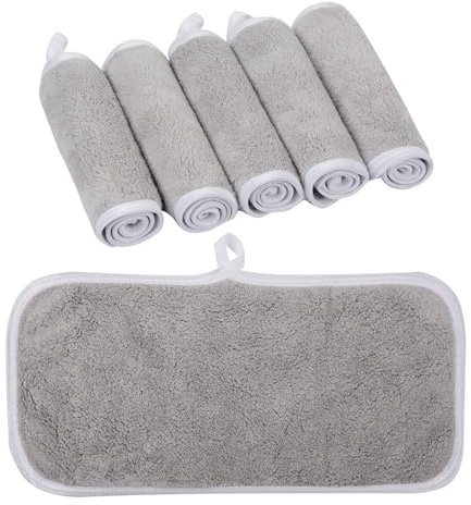 KinHwa Waschbare Abschminktücher Mikrofaser Korallenflanell 6er Set 15x30cm-Grau | Entferner Tuch Ultra Soft Waschlappen mit Wasser nur 15x30cm 6er Pack GERY