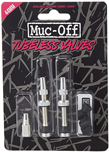 Muc-Off Presta-Ventile, silberfarben, schlauchlos, 60 mm – Premium kein Auslaufen, Fahrradventile mit integriertem Ventilkernentfernungswerkzeug
