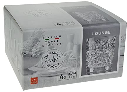 Bormioli BOR181021 Confezione 4 Bicchiere Lounge Acqua, 27.5 Cl