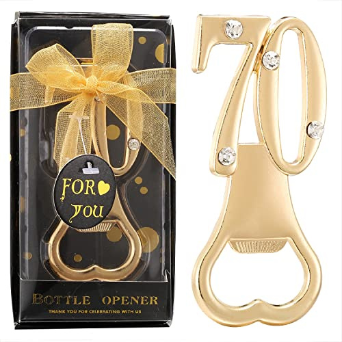 Confezione da 24 apribottiglie per 70° compleanno, per bomboniere, anniversari di matrimonio, souvenir, regali e decorazioni da tavola, con confezione regalo individuale