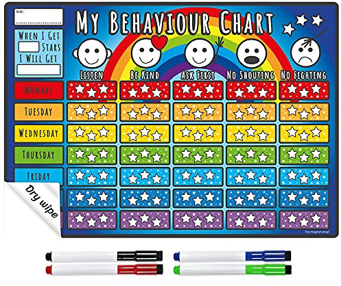 The Magnet Shop TMS A4 Belohnungstafel für Kinder und Whiteboard (A4 Verhaltensdiagramm, Regenbogen)
