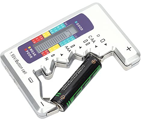 Comprobador de Pilas, Probador de Batería Digital, Herramienta de Medición de Comprobador de Capacidad de la Batería, 90 x 60 mm, para AA, AAA, Batería Cuadrada de 9 V y Batería Recargable