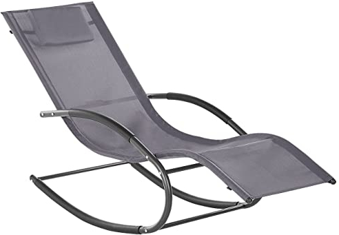 Beliani Gartenliege Schaukelliege Liegestuhl Sonnenliege Polyester Grau Carano II
