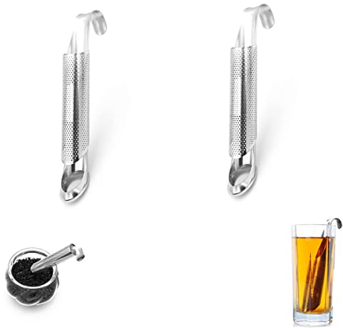 Stainless Steel Tea Strainer, Cylindrical Tea Infuser, Tea Stick Strainer, Stainless Steel Tea Diffuser, Tea Infuser for Loose Tea Single Cup, Tea Strainers for Loose Tea Fine Mesh (2pcs)