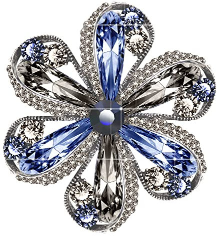 KristLand Blumen Brosche Mode Brosche Pin mit funkelnden Kristallen Gothic Halloween Art Deco Schmuck Outfits Party Geschenk für Frauen Damen Schwarz
