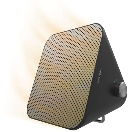 Cecotec Calefactor Cerámico de Sobremesa ReadyWarm 1500 Max Ceramic Design, 1500W, Termostato Regulable y 3 Modos de Funcionamiento, Cobertura de 15m2, Negro