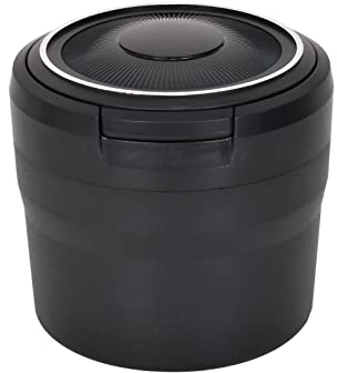 Colexy Tragbarer Reise Aschenbecher Auto mit LED Licht, Abnehmbarer Rauchfreien Zigarette Aschenbecher mit Deckel für Autos, Vans, Camping, Zuhause, Büro und Reisen (Schwarz)