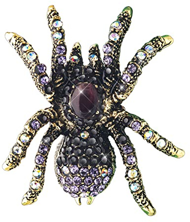 KristLand Broche en Forme D'araignée Tendance avec Cristaux étincelants Accessoires Gothiques pour Halloween Bijoux Cadeau De Fête pour Homme Femme