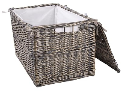 Natural Wicker Large Capacity Storage Trunk Bedroom Storage Basket Living Room Footstool Toy Storage Basket (Medium)