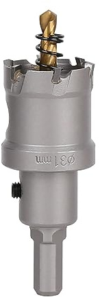 Vearter TCT Scie-cloche en carbure de tungstène 31 mm avec foret pilote - Cutter pour métaux durs, acier inoxydable, acier doux, alliage d'aluminium, cuivre, fer, plastique et fibre de verre