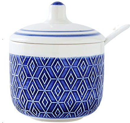 Azucarero nórdico con tapa, tarro de almacenamiento de celosía en relieve colorido, azucarero de porcelana de color sólido, salero, for barra de café, restaurante-rosa-9x8x11,5 cm Tarros de especias d
