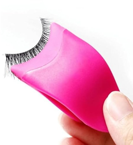 Eyelashes Applicator Lashes Tool Eyelash Holder Clip Tweezers for Beginners or Makeup Artist Easy to Apply False Eyelashes Daily Use Buddy Tool (Hot Pink)