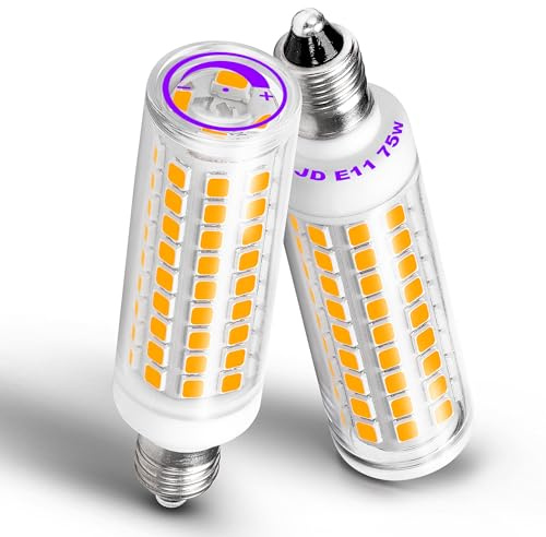 JDE11 Led Bulbs Dimmable, Replace 120V 75W Halogen Candelabra Bulbs,T3 T4 Mini Base JD E11 Bulb, 2700K Warm White 7W 750 lm E11 Bulb for Chandeliers,Candelabra,Ceiling Fan,Cabinet Lighting,2Pack