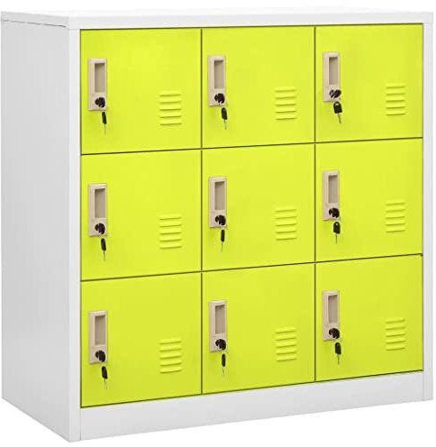 THOYTOUI Schließfachschrank, Vorratsschrank Stahlschrank Werkzeugschrank Werkstattschrank Geeignet für Garagen Büro Schulen Lagerhaus Hellgrau und Grün 90x45x92.5 cm Stahl