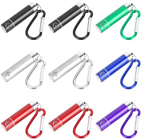 smtfcty Mini LED Taschenlampe,9 Stück Kinder Schlüsselanhänger Taschenlampe farbige Aluminium Handlampe Mini Taschenlampe Kinder Mitgebsel,Geeignet Mitgebsel Kindergeburtstag [Energieklasse A+]