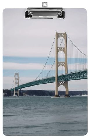 Mackinac Porte-bloc mural en acrylique avec support mural et pont suspendu Format A4