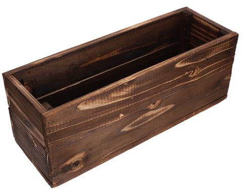 Sosoport Maceta De Madera para Exteriores Rectangular Grande 40x14x15 Cm, Jardinera Carbonizada Resistente para Suculentas y Balcón, Macetas Largas De Madera Duraderas para Jardín