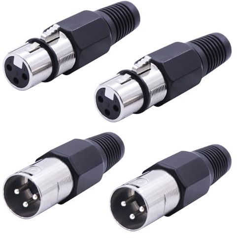 LANMINGLEL 3 Pin XLR Connector Adapter, XLR 3 Pin Male and Female Plugs Microphone Cable Adapter,Audio Cable Mic Cord Connector Plug for Mixer Microphone (2-Pair)