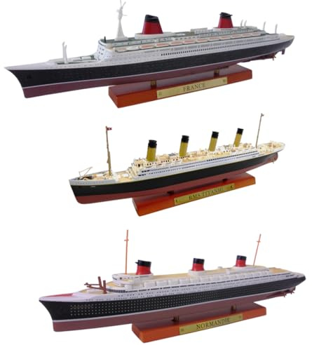 OPO 10 Ensemble de 3 Répliques Miniatures des Plus célèbres Paquebots transatlantiques Le Titanic + Le Normandie + Le France échelle 1/1250 Soit 21 à 25 cm - PA5