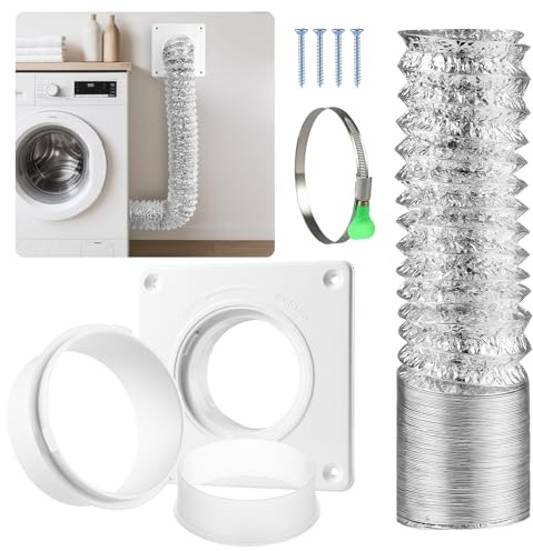 AGPTEK Manguera de escape con 4 pulgadas Conector de tapa de escape, manguera de ventilación flexible de PVC de aluminio para campana de secadora, manguera de escape de aire móvil, color blanco