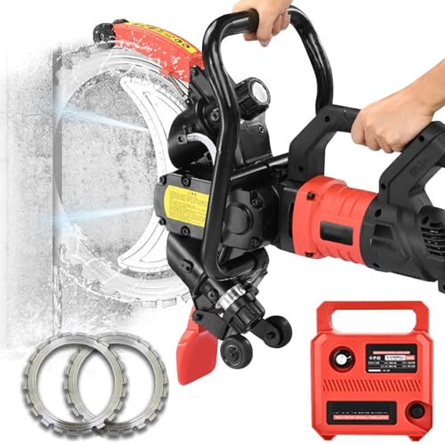 16″ Scie Annulaire à Béton, 9500W Rainureuse Murale électrique, Scie à Béton, Suppression De La Poussière Alimentée par Eau, Profondeur De Coupe De 29cm, Coupe De 3min à 2M,Brushed