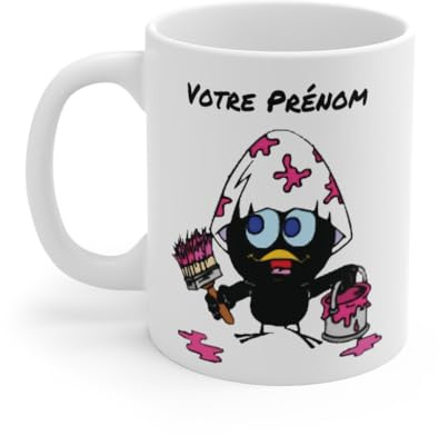 Teecustom Mug Caliméro Peintre Personnalisable avec Prénom ou Texte idée Cadeau Tasse drôle 325ml : Taille - 11oz Taille 11oz
