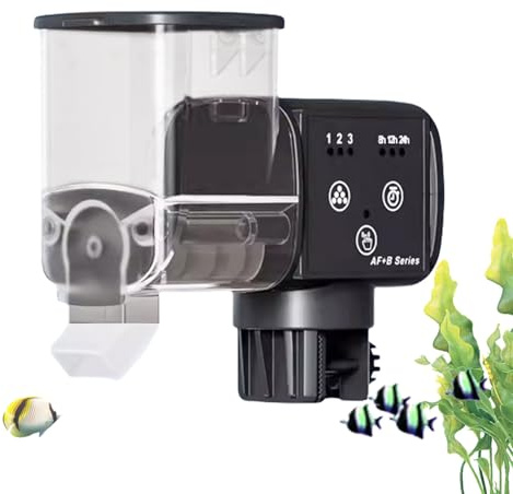 Distributeur Automatique pour Poisson d'Aquarium - Programmable pour Bassin et Étang,Distributeur Intelligent Étanche Rechargeable avec Dispersion Précise pour Nourriture Légumes Tortues Vacances