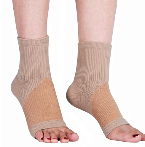 NuCamper Ankelstöd för Plantar Fasciit, 1 par Elastic Fotledsstöd för Kvinnor Män, Sport Kompressionshylsa, Fotstöd Andas för Stukningar Artrit Stukad Fotled Akilles Tendonit Ligamentskador Löpning