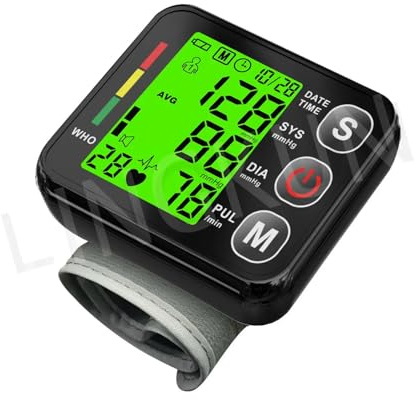 Monitor electrónico de presión arterial de alta precisión, monitor de presión arterial de muñeca, tonómetro, esfigmomanómetro digital con y sin monitor de voz (con voz en inglés)