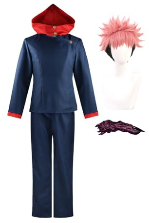Zhongkaihua JJK Gojo Satoru Cosplay Costume Gojo Satoru Uniforme scolaire avec perruque, lunettes de soleil, accessoire de scène, jeu de rôle, Halloween, fête, carnaval pour les fans