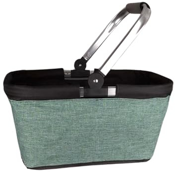 AWASG Einkaufskorb faltbar, 20L Tragekorb mit Alurahmen faltbar, Geschenk Einkaufstasche Mama, grün