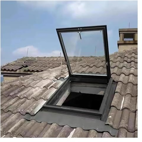 Ventana para tejado de tragaluz, claraboyas de túnel solar para sótanos comerciales, tragaluces con techo plano inclinado horizontal transparente (100 x 70 cm)