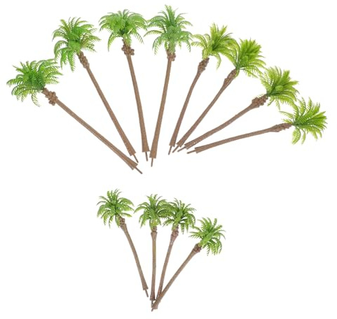 WRITWAA Modèles De Palmiers Miniatures en Plastique, Cocotiers Artificiels 12 Pièces, Décoration Paysage Verdoyant, Accessoires De Loisirs Créatifs pour Diorama Et Miniature