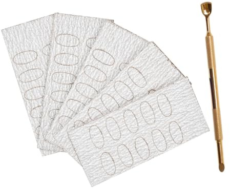 Cabilock Empujador de Cutículas de Metal Doble Cabeza Grande Herramienta Removedora de Cutículas de Acero Inoxidable Dorado con 50 Lijas Finas para Manicura Profesional y Cuidado de