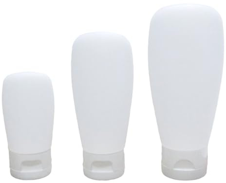 Angoily Flacons de Voyage Blanc 30ml 60ml 100ml en Silicone Lot de 3 Rechargeables et Portables pour Lotion Cosmétique en Extérieur et Voyage